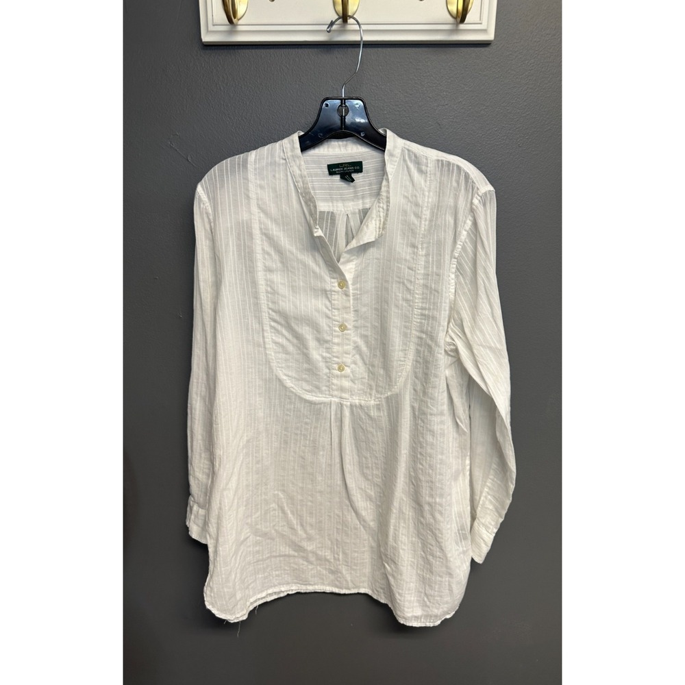 Lauren Ralph Lauren Tunic Womens Size L White 100% Cotton Smock Modest Top